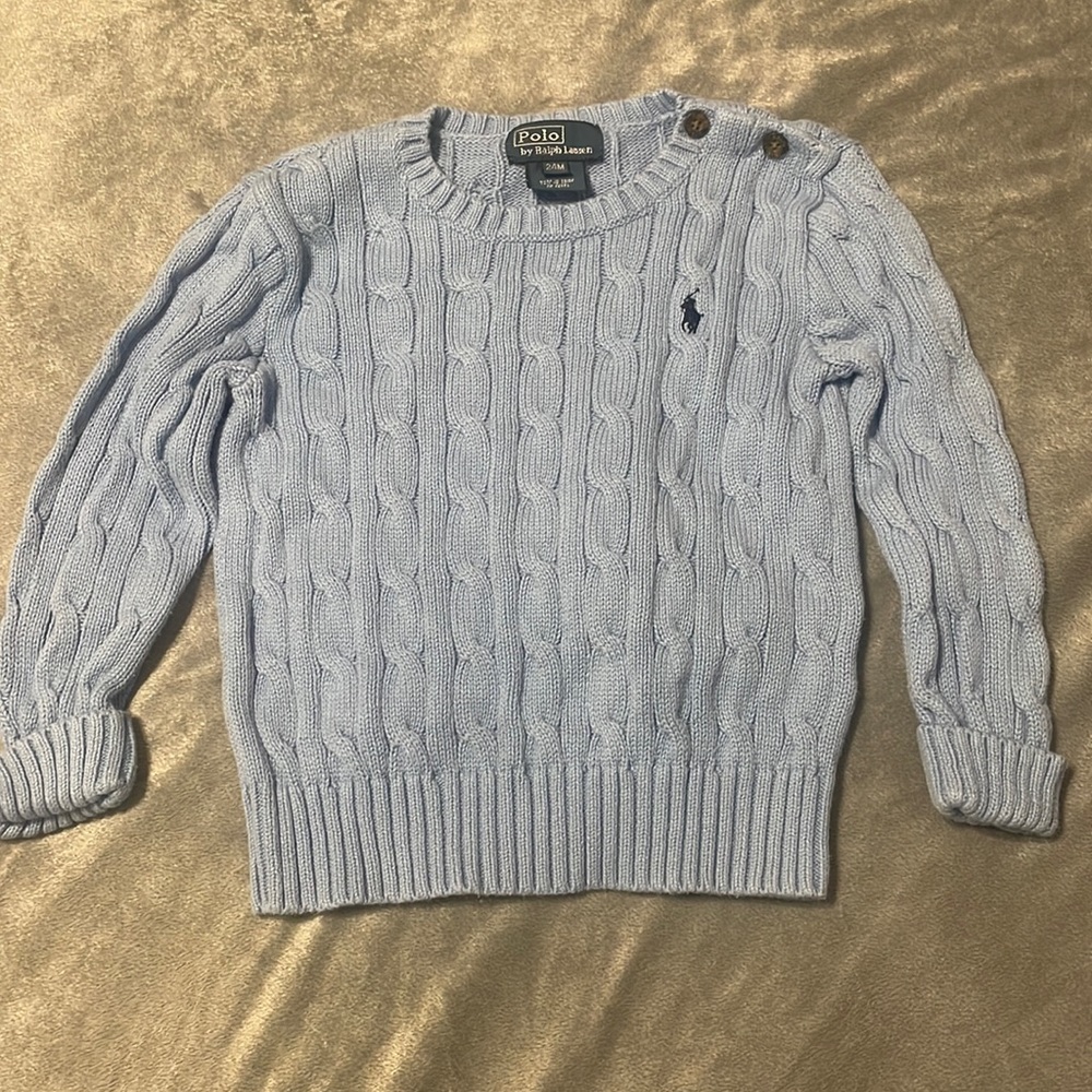 Polo Ralph Lauren 24 months baby blue sweater. Good used condition